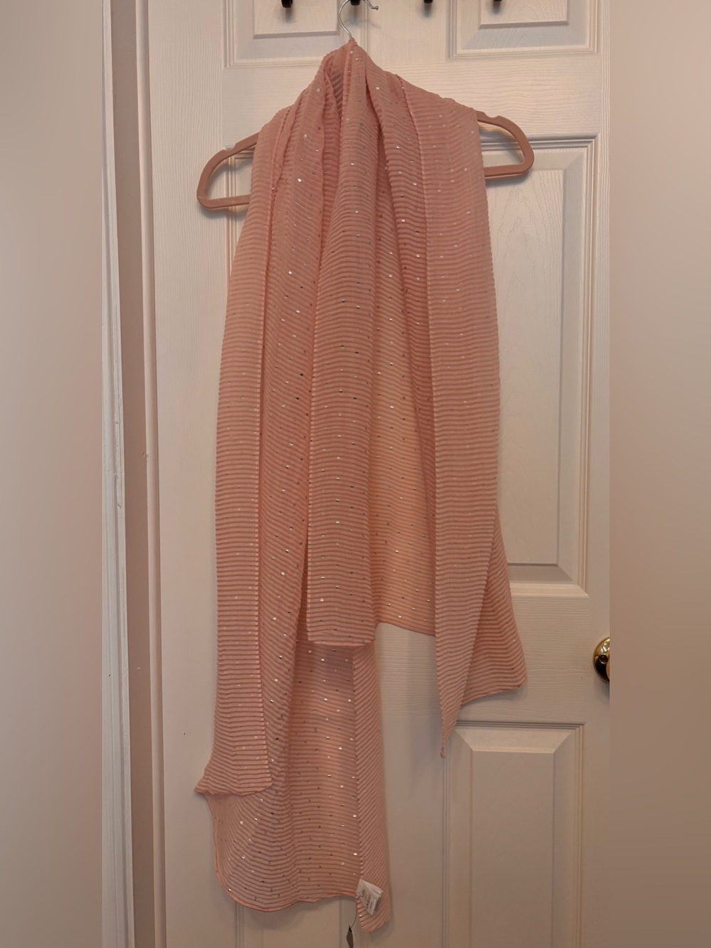 Crinkle Pink and Silver Scarf